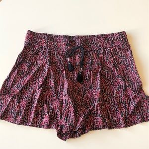 Ann Taylor Floral Flowy Pink Black Floral Shorts XS